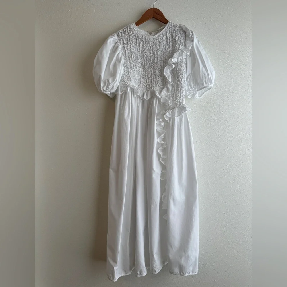 Cecilie Bahnsen - Chloé Ruffled Smocked Maxi Dress UK10 US6 Trinny Woodall